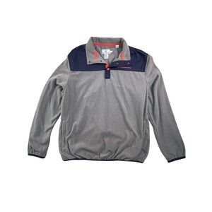 Southern Tide Mens Gray Navy Fleece 1/4‎ Snap Pullover Long Sleeve Shirt L